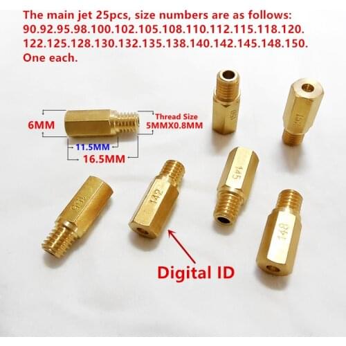25 pcs main jet / pack) 99101-357 Keihin carburetor Hexagon main injectors Nozzle can be used PWK FCR OKO KOSO etc