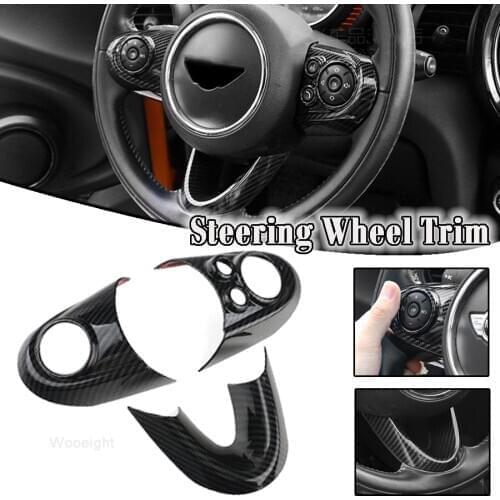 Wooeight 3Pcs Carbon Fiber Style ABS Steering Wheel Trim Cover fit for BMW Mini Cooper F54 F55 F56 F57 F60 Car Interior Frame