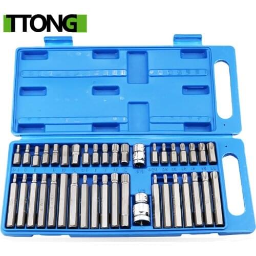 40 Pieces Torx Star Spline Hex Socket Bit Set Tool Kit Precision Screwdriver Bit Garage Tools Equipment For Car Auto Repair