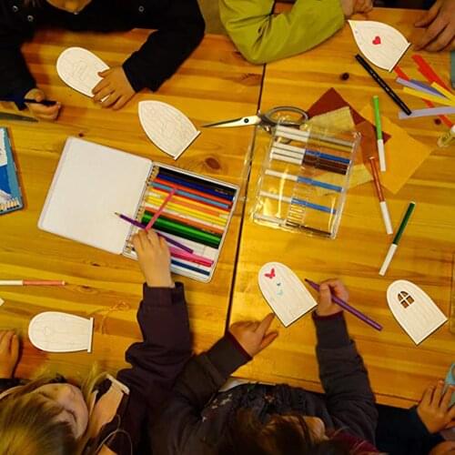 6pcs Fairy Garden Door 6 Designs Wooden Fairy Door Unfinished DIY Craft Kit Blanks Tooth Fairy Door Miniature 3.9"x2.5" GQ