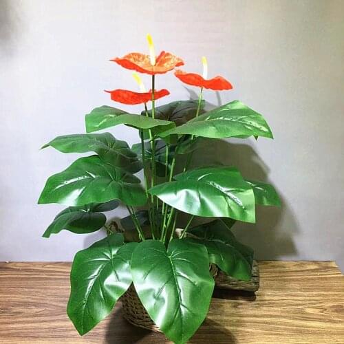 70CM 18Fork Artificial Rare Anthurium Flower Indoor Green Plants Tropical Fake Immortal Flower Living Room Office Home Decor