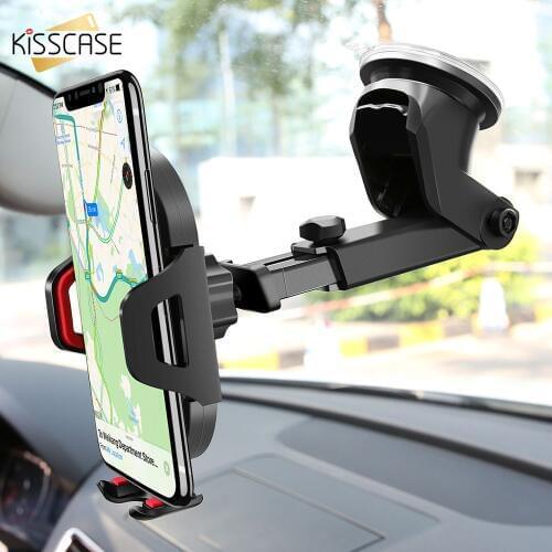KISSCASE Car Phone Holder For Huawei P30 P20 Mate 20 Pro Windshield Gravity Sucker Holder Phone Car For Samsung Galaxy A50 S10 9