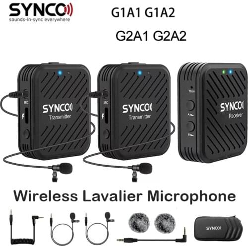 SYNCO G1 G2 A1 A2 Wireless Microphone System Lavalier Condenser Mic for Phone DSLR Camera Realtime Monitoring 70M Transmission