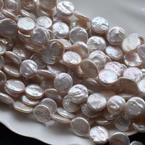 Natural Freshwater Pearl Baroque Pearl Coin Beads For Jewelry Making 15" Strand DIY Accessorries Bead For Women Gift 16-17mm