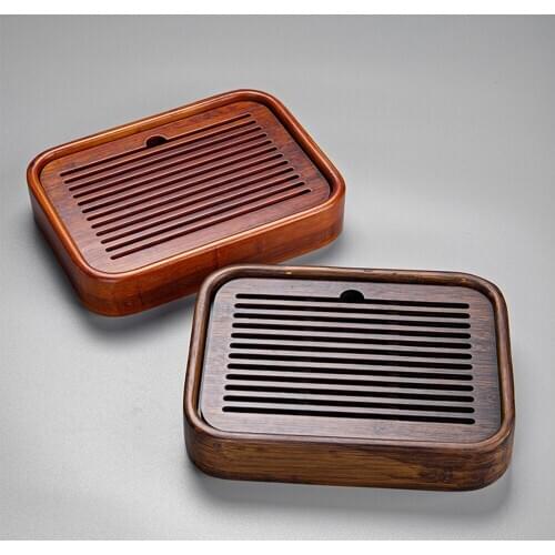 Japanese Retro Style Natural Bamboo Tea Tray For Teacup Teapot Durable Storage Water Tea Pleate For Home Hotel Office Tea House