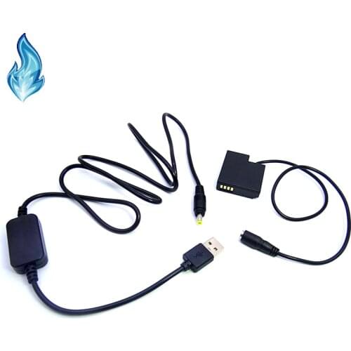 DMW DCC15 Coupler DMW-BLH7 Battery + USB Cable Adapter Fits Power Bank DC 5V 2A for Panasonic Lumix DMC GM1 GM5 GF7Cameras