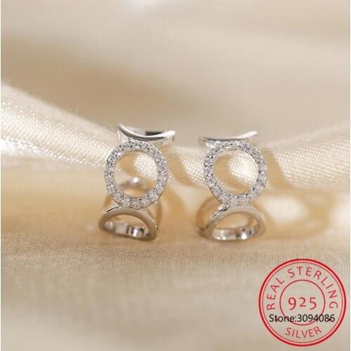 925 Sterling Silver Exquisite Small Zircon Circle Ear Bone Clip-On Earrings for Women Jewelry Gifts Wholesale S-E1361