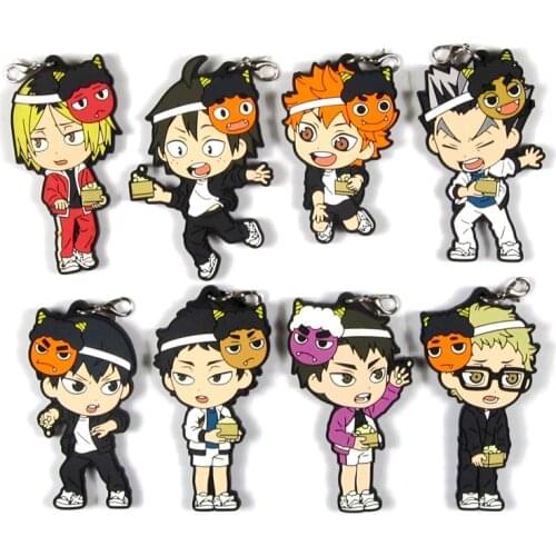Haikyuu Anime keychain Oikawa Tooru Kozume Kenma Kuroo Tendo Satori Koutarou Hinata Rubber strap/mobile phone strap D194