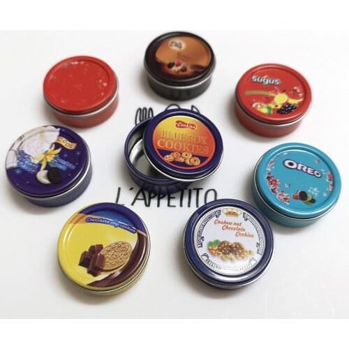 New 1pcs 1/6 Scale Dollhouse Food Cookies Boxs Metal Biscuit blyth doll food for barbies bjd doll Kitchen toys