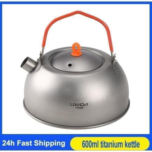Lixada Titanium Tea Kettle Water Coffee Tea Pot Mini Tea Cup Water Cup Mug for Outdoor Camping Hiking Backpacking