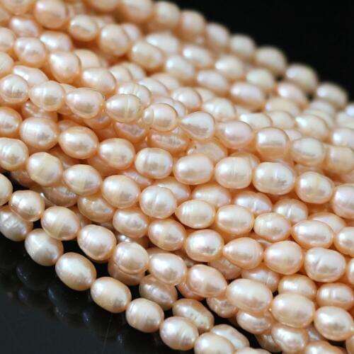 Best Sale 7-8mm Natural Cultured Pearl Orange Approx Rice Beads Fashion Women Weddings Party Gift Jewelry Making 15inch B1333
