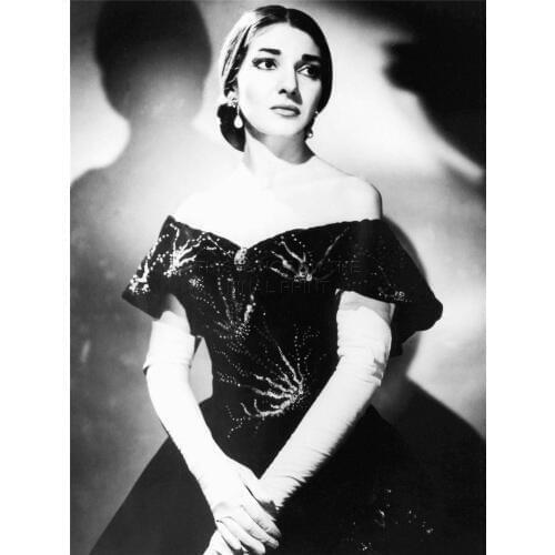 Maria Callas Opera Singer Black White Portrait NOFL Silk Cloth Poster Art Bedroom Decoration