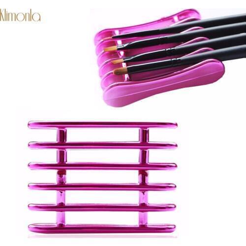 1pcs Metal Nail Art Brush Holder Pen 5 Grits Gold Rose Red Nail Storage Box Showing Self Nail Stand Rest Beauty Tools