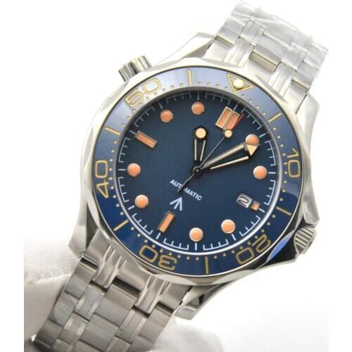 Blue Sterile dial hippocampus 300 series automatic mechanical watch mens watch steel band