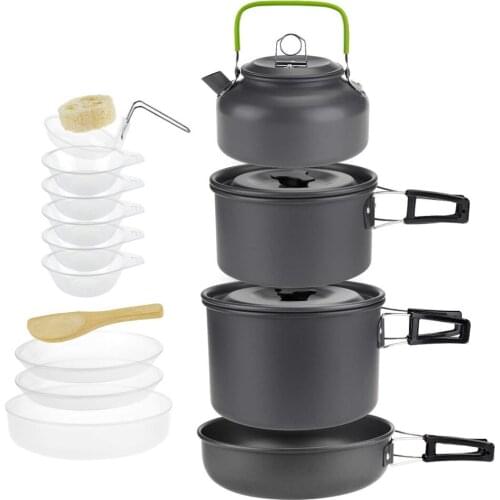 4-5 Persons Hard Alumina Teapot Set Pot Set Outdoor Camping Coffee Pot Set Ultra-light and Convenient with Kettle and Dishes