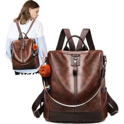 2021 New Fashion Backpack Women Multifunctional Waterproof Anti-Theft High Quality PU Leather Bagpack Leisure Travel Back Pack