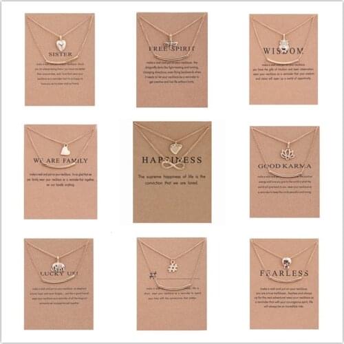 New Trendy Alloy Cute Elegant Double Layer Free Spirit Good Karma Lucky Pendant Necklaces for Women Fashion Jewelry Dropship