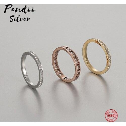 PANDOO Fashion Charm Silver Plated Original 1:1 Copy, Three Ring One Exquisite Wild Ring Ring Female Luxury Jewelry Gifts