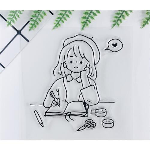 10*10 Bullet Journal Girl Transparent Clear Stamps Seal For DIY Scrapbooking Rubber Stamp Sentiment Photo Album Card Making
