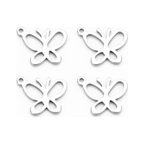 20pcs/lot 9.8X12.3mm butterfly stainless steel Connector Metal Alloy Pendant For DIY bracelet Jewelry Making tgyh5d