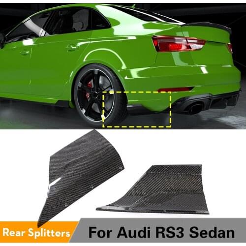 Rear Bumper Splitters for Audi RS3 Sedan 4 Door 2017 2018 2019 Rear Splitters Diffuser Lip Apron Cupwing Winglets Carbon Fiber