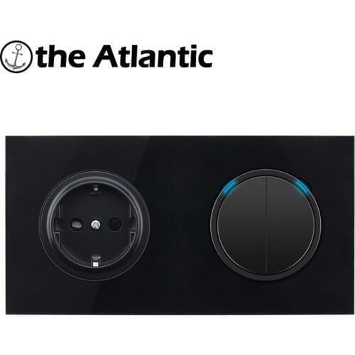 Led Light Crystal Glass EU Russia 16A Socket 1/2/3/4 Gang Crystal Glass Wall Switch + Socket 110-250V Wall Power Socket Outlet