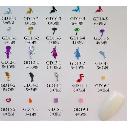 Retail 20G/bag Cute Laser Color Beauty Tree Dancing-Girl Dolphin Square Glitter Nail art Glitter Nail art decoration GD10-19