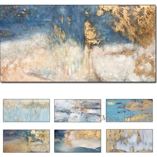 100% Hand Painted Abstract Gold Textured Oil Painting on Canvas Paintings Unframed Wall Picture Art for Living Room Home Decor