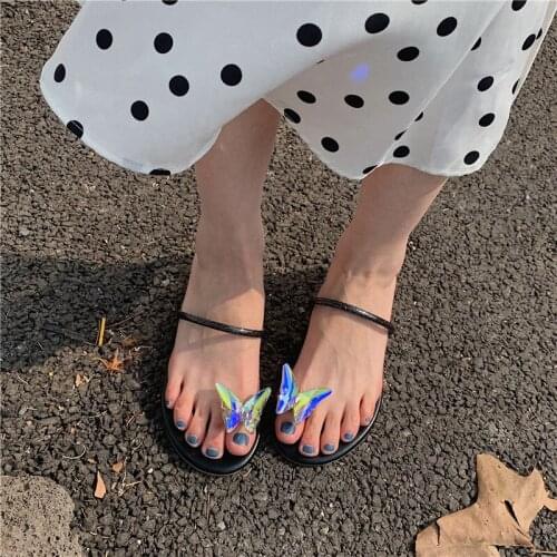Fashion Women Slippers Casual Slides butterfly Design Clip Toe Summer Beach Shoes Ladies Sandals Slides Hollow Flats Heeled