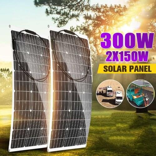 300W/150W 18V Solar Panel Semi-flexible Monocrystalline Solar Cell DIY Cable Waterproof Outdoor Car RV Rechargeable Power System