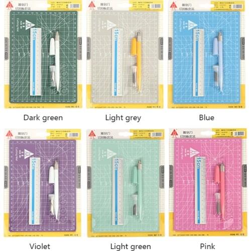 A5 Cutting Table Manual Diy Desktop Art Paper Cutting Carving Knife Table Double-sided Scale Cutting Board Pvc Cutting Mat Set