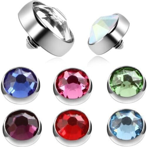 10Pcs/lot Titanium Dermal Piercings Micro Dermal Anchor Threading Dermal Top Skin Diver Crystal Piercings Hide In Surface