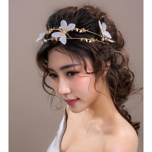 TUANMING Gold Butterfly Pearl Bride Wedding tiara Hairband Hair Jewelry Fashion Wedding Hair Accessories Headdress Ornaments