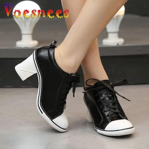 2019 New Womens shoes Boots High heels 6-8cm Female Pumps ladys Boots Ankle Lace-Up Thick heel and Thin Heels Shoes Size 34-40