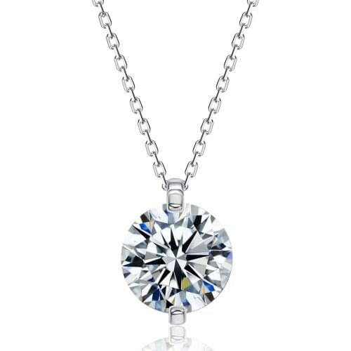 ZEMIOR Romantic 925 Sterling Silver Pendant Necklaces For Women Dazzling 5A Clear Cubic Zirconia Necklace Wedding Fine Jewelry