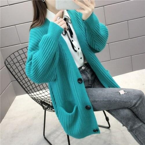 Women Knitted Cardigans Sweater Winter Solid Basic Elegant New Tops Autumn Female Warm Casual Outerwear Jersey Mujer X266