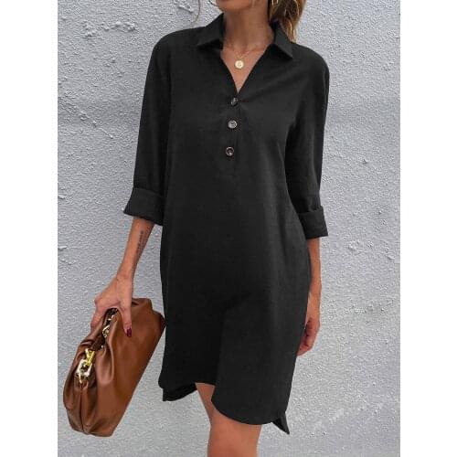 Cotton None Full Hot Sale Robe Autumn Single-Breasted Sleeve Loose European and American Dress