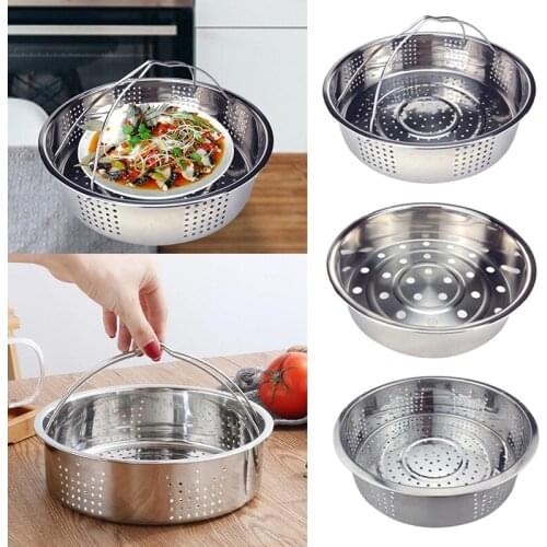 1PC Stainless Steel Steamer Basket Rice Cooker Steamer Vegetable And Fruit Drain Basket Draining Steaming Tray Kitchen Tool