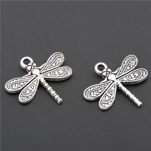 10pc Dragonfly Charms Pendants For Jewelry Making Silver Color DIY Handmade A2416