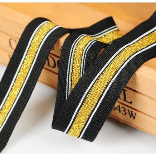 10 Yards Silver/Gold Stripe Knitting Webbing 25mm Pants Side Ribbon Clothes Hat Bag Garment Sewing Decoration Trim Accessories