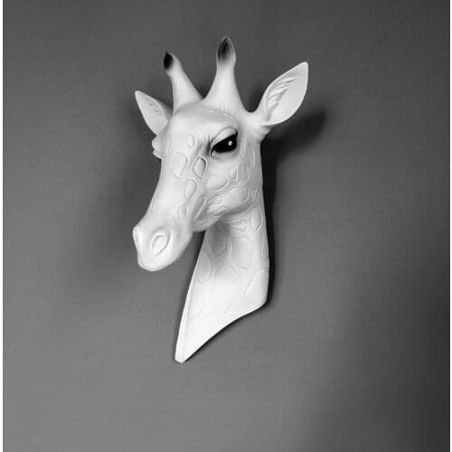 36CM NORDIC RETRO GIRAFFE HEAD STATUE ANIMAL WALL DECORATION RESIN ART&CRAFT WALL HANGING SCULPTURE HOME DECORATIONS R2381