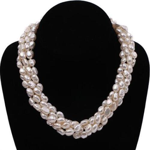 5 Rows Women Jewelry 5x7mm 9mm 10mm 12mm white baroque freshwater pearl necklace AAA natural pearl top quality gift
