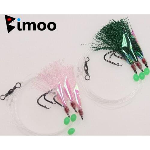 6 Bags 3 Hooks 6/0 Big Flasher Rig Fish Skin Sabiki Snapper Snatcher Cod Fishing Bait Lures with Sharp Hooks