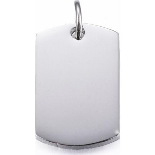 6pc/lot 31.5x21x3.5mm 304 Stainless Steel Pendants Rectangle Tag Pendants for necklace jewelry DIY making,Hole: 7mmF70