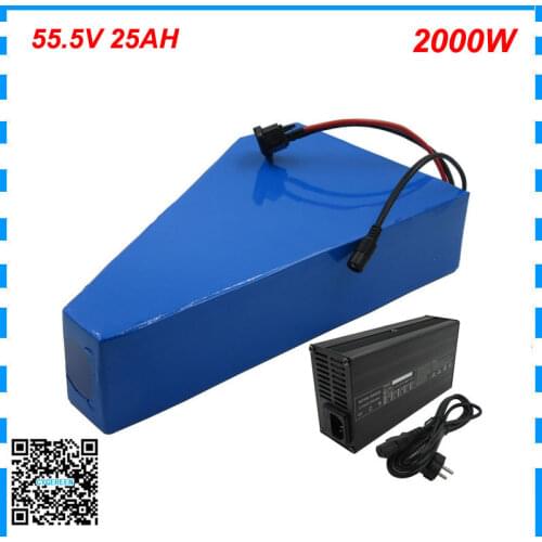 55V 30AH Electric bike scooter battery akku 55.5V 15S Triangle lithium bateria with free bag use 35E 18650 cell 50A BMS