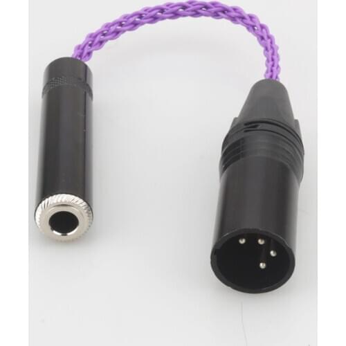 Audiocrast 4-Pin XLR Male Balanced to 6.35mm 1/4 Female Single Coppe Silver Plated Audio Adapter Cable 6.35mm to XLR