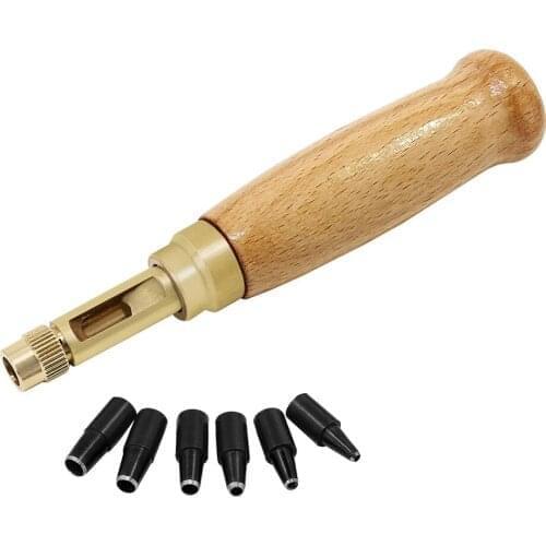 Automatic Belts Punch Replaceable Long Mute Rotary Punching Punchers Leather Craft Tools + 6pcs Tips 99