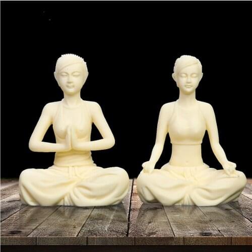 Ivory Fruit Carving Decoration Creative Yoga Goddess Car Ornaments Office Table Decoration Art Crafts Gift Collection Set