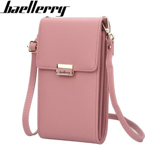 Baellerry New Korean Version Long Messenger Female Bag Vertical Section Women Shoulder Wallet Solid Color Leather Phone Clutch