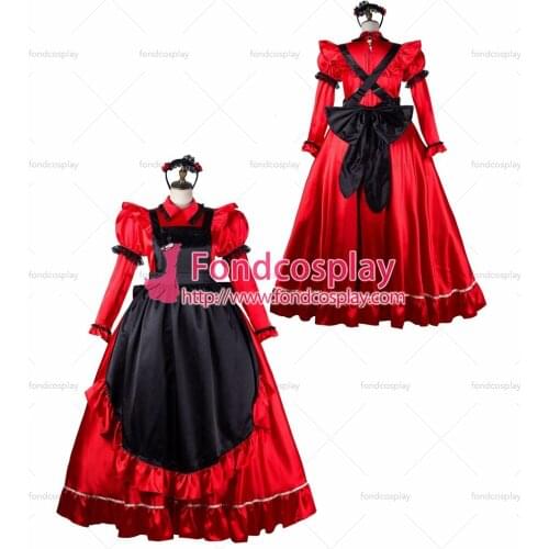 Sissy maid satin dress lockable Uniform cosplay costume Tailor-made[G2156]